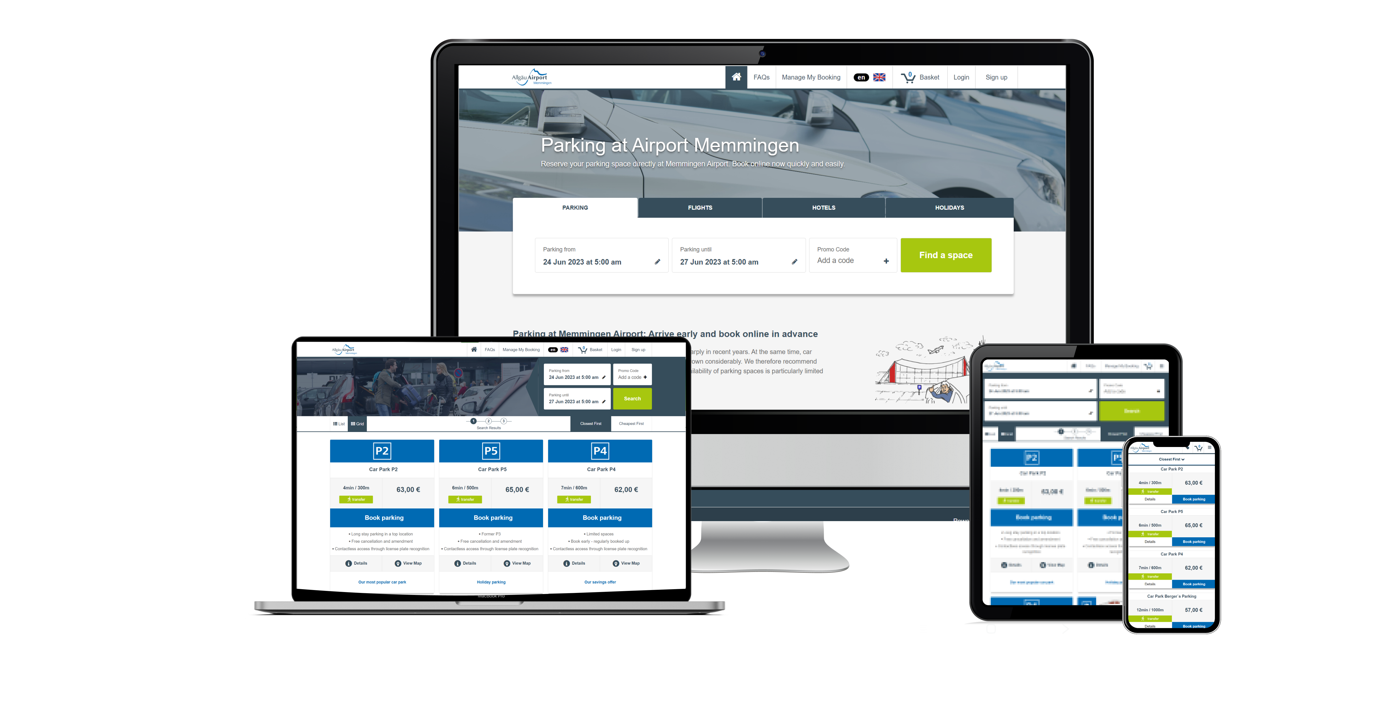 Memmingen Airport-Parking-Four-Devices-Gathered